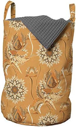 Жълто-кафява Чанта за дрехи Ambesonne, Декоративен Модел под формата на Османското градина с лалета и Распускающимися цветя,