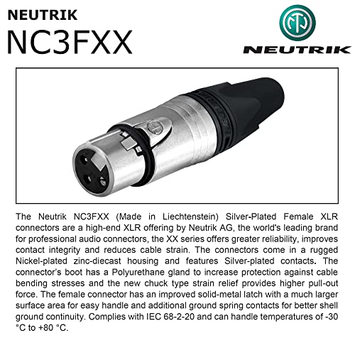 Най-ДОБРИТЕ В СВЕТА КАБЕЛИ 2 бр. - Балансиран микрофон, кабел с дължина 0,5 метра, обичай с помощта на Mogami 2549 (черен) Кабели и конектори Neutrik NC3MXX и NC3FXX сребрист цвят XLR