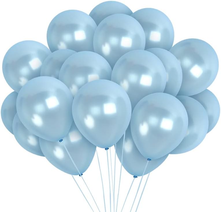 Съкровища, Дарени от Метални светло сини балони - Детски Сини балони, Пастельно-Сини балони 12 инча - Пастелни Латексови балони,