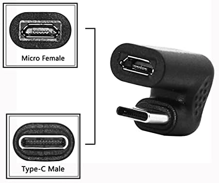 YACSEJAO C USB Адаптер 180 Градуса Ъгъл на USB Type C Мъжки към Micro USB Женски U-Образна Адаптер за Лаптоп, Таблет, мобилен телефон и т.н. (2 пакета)