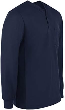 Мъжки Пожароустойчива в памучна риза Хенли, без етикет с дълъг ръкав Bulwark Fr Тегло 6,25 Унция без етикети