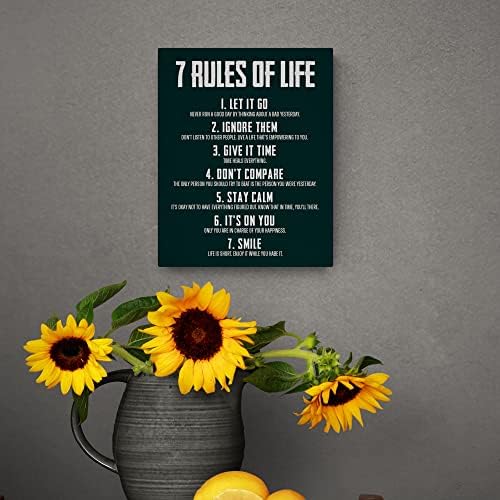 ПЕЧАТ на СНИМКИ - Мотивационен плакат 7 правила на живота - Вдъхновяващ стенно изкуство - Мотивационен интериор на стаята - идеални за спални, аксесоари за дома, офис