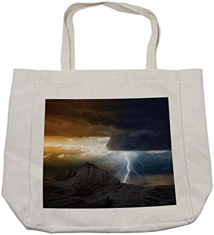 Пазарска чанта Ambesonne Nature с Художествен принтом под формата на Мълния светлина от облаците Тъмни, обрушивающихся на