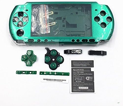 Пълен Ремонт на корпуса Моден Калъф във формата На Миди Предна Панел Калъф + Смяна на Бутоните за конзолата PSP 3000 Зелен