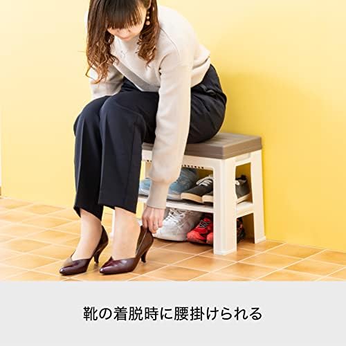 Удобна Пейка за съхранение на обувки в коридора, прибл. Широчина 17,9 x Дълбочина от 10,6 х Височина 14,0 инча (45,5 x 27 x 35,5 см), Слонова кост, Произведено в Япония