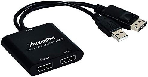 XtremPro 2 порта за Дисплей MST Хъб Дърва Поддържат HDCP, SST и разширено MST, 3840x2160P при честота 30 Hz - черен (61072)