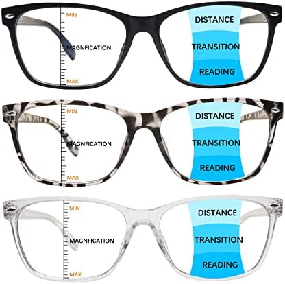 Дамски прогресивно Многофокусные очила за четене CLASAGA, Блокиране на Синя светлина, Женски компютърни Ридеры с пружинным тръба на шарнирна връзка (3 различни цвята, 4