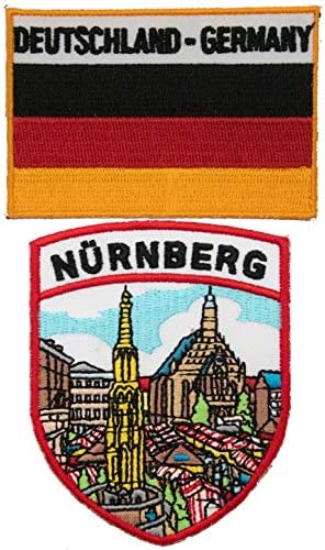 A-ONE -Термозакрепляющая нашивка за град на Нюрнберг в Германия, Ленти с Емблемата на + Тактически нашивка с флага на страната на Германия,