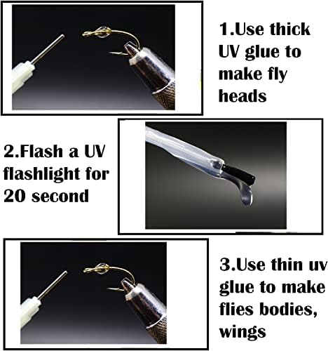УНИВЕРСАЛЕН UV-лепило за връзване на мухи и разход на лампа Power Light, три Бутилки, Дебел, тънък и мек + 12 led крушки за