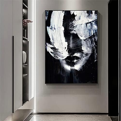 YFQHDD Художествена женствени черно-бяла картина от ръчно изработени с маслени бои върху Платно За момичета, Начало декор за Хола, Стенен декор (Цвят: D, Размер: 75x110 см, ?