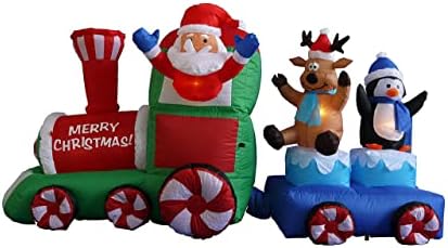Комплект от две украса за Коледното парти, включва в себе си решена коледа в елф височина 4 фута и е решена коледа в Дядо Коледа с дължина 7 фута, Северен елен-Пингвин
