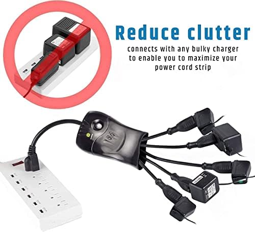 Газа мощност ClearMax Powersquid - Удлинительный кабел с 3 клипса - Гъвкава лента за захранване на 5 контакти - 14 AWG - е Посочено