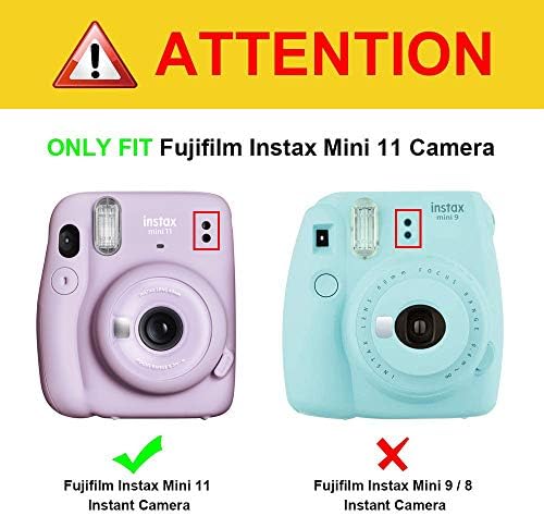 Калъф за фотоапарат Frankmate от изкуствена кожа, съвместим с камера за миг печат Fujifilm Instax Mini на 11-12, с Регулируема каишка и джоб (светло синьо)