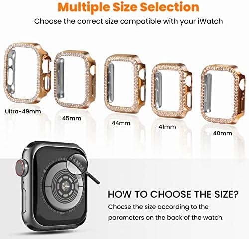 Калъф за часа MIXPOET, съвместим с Apple Watch 41 мм, Калъф за часовници с диаманти за iWatch серия 7 8, Аксесоари за часа, за жени