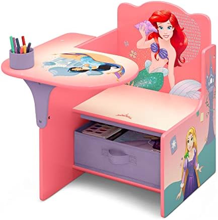 Детски стол-маса Delta с Чекмедже за съхранение + Дизайн и Органайзер за съхранение на играчки на 6 чекмеджета, Disney Princess (комплект)