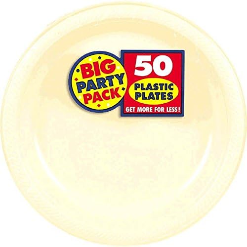 Пластмасови чинии с ванилов крем Big Party Pack - 7-инчов - Опаковка по 50 броя