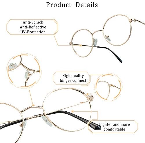 Очила в кръгла рамка от алуминиеви LifeArt, Блокер Синя Светлина Очила За четене + 5,00 Увеличение
