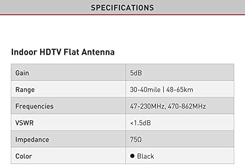 Пасивна маса/Стенни Плоска Стайна Антена Barkan HDTV, Full HD, 360 Градуса прием Лесна за Сглобяване на Бял Гаранция 2 години (AF40P)