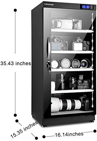 Суха шкаф за източване на камерата FORSPARK |15 W 125 Л -Тих и енергоспестяващ - за съхранение на обектива на камерата и