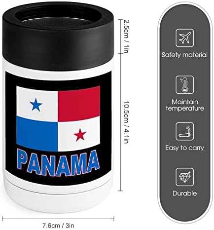 Гордостта на Панама - Охладител с Панамски Флаг, Термос от Неръждаема Стомана, Държач за Консерви, Чаша с Капак, Подаръци За Жени и Мъже