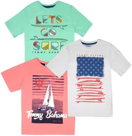 Тениска за момчета Tommy Bahama, 3 опаковки, Ризи с къс ръкав, Комплект от 3 опаковки за момчета