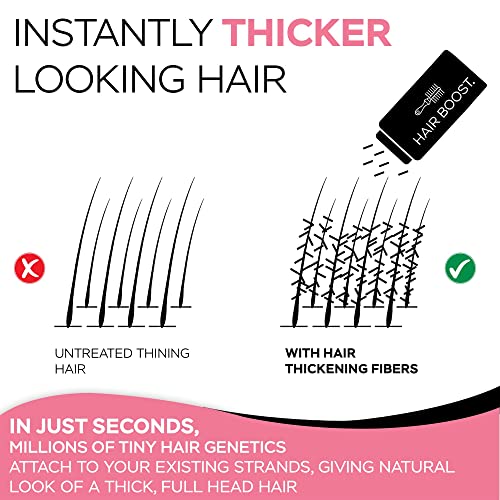Влакна за изграждане на коса Hair Boost за оплешивяване на косата (27,5 g / Голяма бутилка) - Влакна за незабавен сгъстяване на косата,