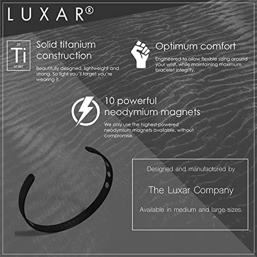 Мъжки Титан магнитотерапевтический гривна LUXAR за облекчаване на болки | Изискан гривна от твърди титан с мощни редкоземельными неодимовыми магнити (Матиран черен |