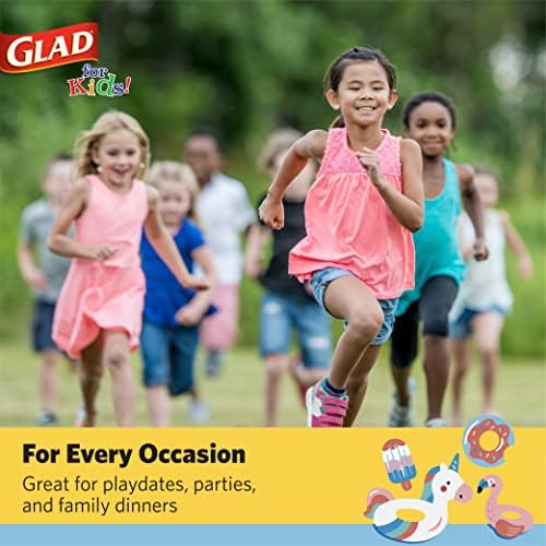 Хартиени Чинии за парти край басейна Glad for Kids 7 за закуски | Бебешки Хартиени Чинии за парти на басейна | Малки Хартиени чинии за