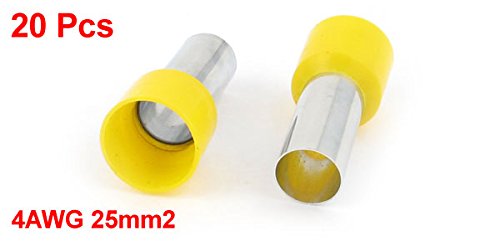 изолиран Съвет за кримпване на кабели uxcell Жълто E25-16 4AWG с 20 детайли, 25 мм