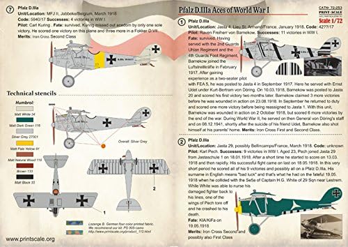 Стикер за Pfalz Г. Самолет IIIA АСА на Първата световна война В МАЩАБ 1/72 72-253