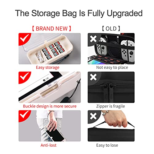 UYIYE Калъф за носене, съвместими с Nintendo Превключвател/ключ OLED, защитен Твърд преносим пътна чанта за носене, абсолютно нов прозрачен калъф за носене на ръка, перфекте