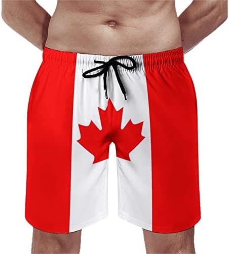 Флаг на Канада Мъжки Топене на бързо съхнещи Шорти За Плуване, Бански Костюм, Плажни Шорти за Плуване с Джобове
