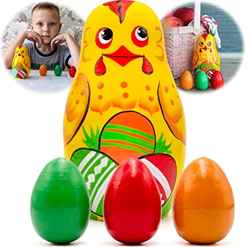 AEVVV Пилешки гнездене кукли - Великденски декорации от кокоши яйца - Подаръци от пилешко месо за любителите на Пиле - Дървени