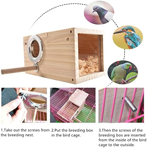 ALI2 Птичи Къщичка За Отглеждане на Папагали Вложени Кутии За Птици, Дървени Акрилна Прозрачна Птичья Клетка Къща с Каракулевой Кост за Малки