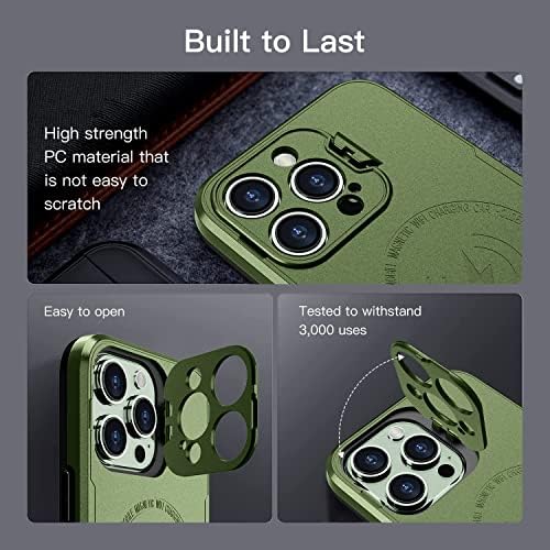 Магнитен калъф за телефон HAMBNAG за iPhone 13 Pro с поставка, [Съвместим с MagSafe] [2-слойная защита на конструкцията на военното проба] Калъф за iPhone 13 Pro 6,1 инча, зелен