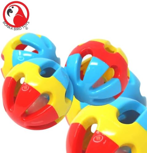 Bonka Bird Toys 1312 Pk3 Футболна Топка, 3 Инча Здрав Цветна Пластмасова Foot Нокът Кърмата Папагал Какаду Африкански Сив Ара Эклект