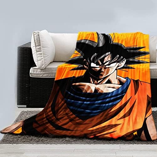 Флисовое одеяло JUST ФЪНКИ Dragon Ball Z с участието на Goku в неговата проста форма | Одеало с размер 45 x 60 инча Отлични за феновете на