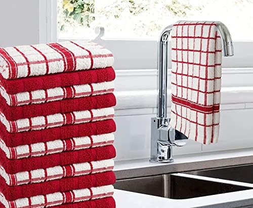 Комплект кухненски кърпи и салфетки Oakias Red, 16 x 26 см и 12 х 12 См, Комплект от 24 опаковки, Обемни Кухненски Кърпи за подсушаване