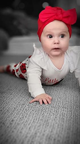 Комплект дрехи за новородени момичета, Бял Топ с дълги ръкави и набори + Панталони + Превръзка на главата + Шапка, 4 бр., Дрехи за деца 0-6 м