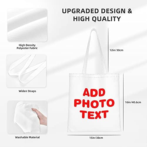 Обичай Чанти-Тоут С Логото на Фото Текст Персонализирани Торбички За Пазаруване За Жени, Бизнес Пътуване, Сватба Колеж Подаръци За Рожден