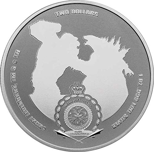 2021 DE Модерна Възпоменателна Сребърна монета PowerCoin Godzilla с тегло 1 Унция 2$ Ниуе 2021 1 Унция Proof