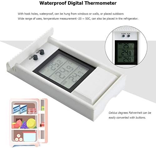 UXZDX CUJUX Водоустойчив Цифров Уличен Термометър-Влагомер за Измерване на температурата и влажността на Хладилника (Цвят: бял)