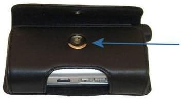 Дизайнерски калъф за носене на колана си Gomadic от черна кожа ETEN DX900 – Включва Допълнителна примка за колан и подвижна скоба