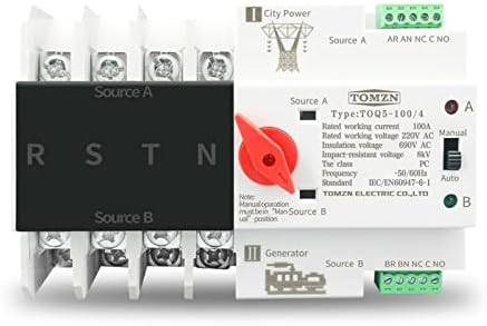 BASNI 1 бр. 3 фаза на Din шина ATS Двойна Мощност, Автоматичен превключвател за Предаване на Електрически ключове 4 P 63A 100A 125A (с Размери: 220, цвят: 100A)