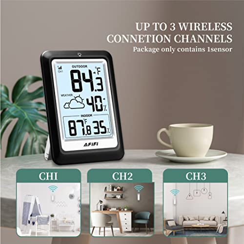 【 AFIFI 】 Безжичен термометър и влагомер за помещения и на улицата, както и прогноза за времето и паметта на дисплея