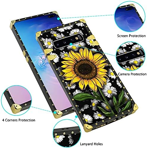 KANGHAR Предназначен за Samsung Galaxy S10 Плюс Калъф за жени И Момичета, на Слънчогледа със Защита на екрана, Гривна, Пръстен, Държач, Поставка,