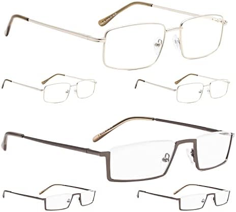 LUR 3 опаковки на метални очила за четене + 3 опаковки очила за четене в полукръгла рамка (общо 6 двойки ридеров + 1,50)