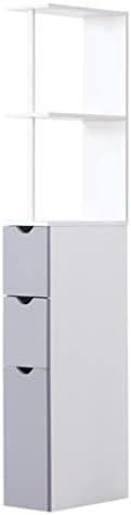 Висок Тесен Универсален шкаф за Баня GXBPY с 2 Полка, 1 Като и 2 Чекмеджета за съхранение на 15x33x136 см Бял цвят