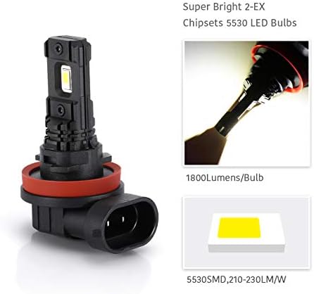 Led лампа LUYED 2 X 1800 Лумена Super Bright 5530 2-EX с чипсетами H11 H8, използвана за DRL или фарове за мъгла, фарове, Ксенон Бяла
