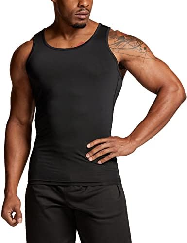 Мъжки Спортни Компресиране Риза Без ръкави TSLA в опаковки от 1 или 3 позиции, Основен Слой За практикуване на Хладно Сухо спортове, Бягане,